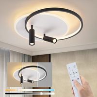 nettlife lampara de techo led lampara de techo salon lampara de salon regulable 52w con 2 focos de techo negro con mando a distancia acrilico moderno