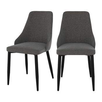 Set de 2 sillas en tela gris oscuro con patas de metal