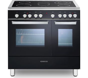 CK418 90 cm Electric Ceramic Range Cooker - Black & Chrome, Black