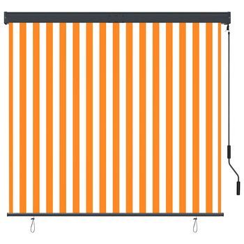 Estor Enrollable De Exterior Blanco Y Naranja 160x250 Cm
