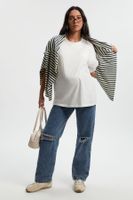 vaqueros premama boyfriend sobre la barriga con rodilla rota azul