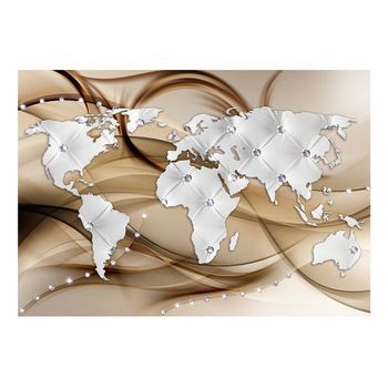 Papel Pintado 3d - World Map - White & Diamonds (300x210 Cm)
