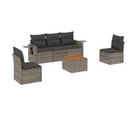 vidaxl set de muebles de jardin 6 pzas y cojines ratan sintetico gris