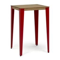mesa lunds alta 80x80x110cm roja en madera maciza de pino acabado vintage estilo industrial box furniture