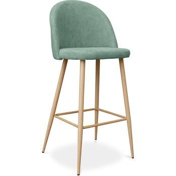 Taburete Tapizado En Tela - Diseño Escandinavo  - 76cm - Evelyne  Azul Pastel