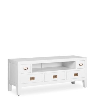 Mueble de tv de madera blanca anch. 125 cm