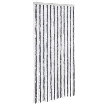 Cortina Mosquitera Gris Y Blanco Chenilla 100x220 Cm Vidaxl