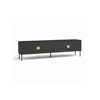 Mueble Para Tv De 4 Puertas - Negro Con Manijas Doradas - 200 Cm - Colección Mondo