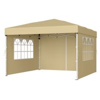 songmics cenador 3 x 3 m con paneles laterales carpa plegable proteccion solar resistente a lluvia ligera portatil para patio jardin mercadillo beigegris oscuro