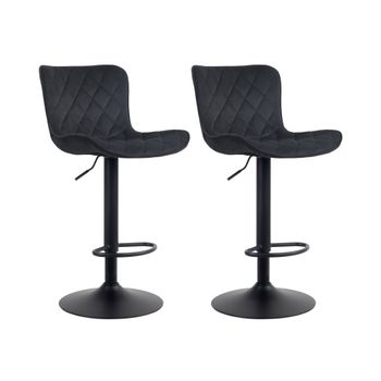 Set de 2 Taburetes de bar regulable en Terciopelo Negro