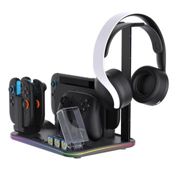 Para Switch 2 Dock de Enfriamiento y Carga Multifuncional 12 en 1,Base de Almacenamiento para Consola Switch con Ilumina