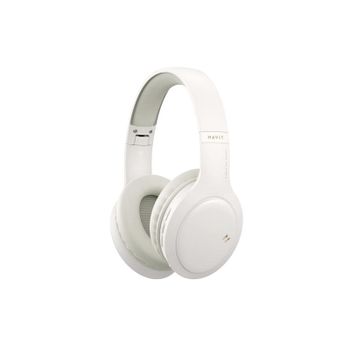 Auriculares Havit 6939119098315 inalámbricos y con cable Bluetooth 5.1 para llamadas y música, plegables beige