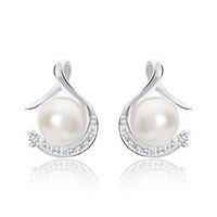 pendientes de perlas en oro blanco 14 quilates con diamantes