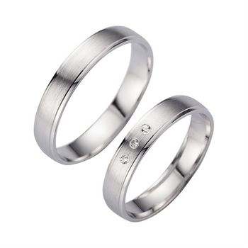 Alianzas oro blanco con diamantes ancho 4 mm