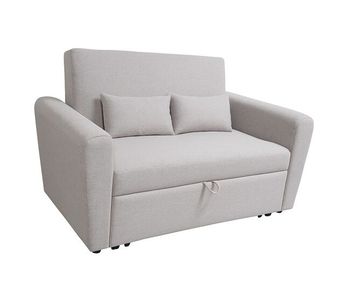 Sofá cama de 2 plazas modelo nelson con reposabrazos y 2 cojines, gris, diseño moderno, práctico y funcional
