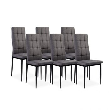 Pack 6 sillas de comedor 40,5x38 cm tela gris oscuro