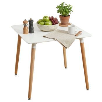Mesa De Cocina Fija Cuadrada Copi Cocina En Colores Blanco Y Madera Claro 75x80x80 Cm