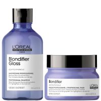 duo de champu y mascarilla blondifier gloss serie expert de loreal professionnel
