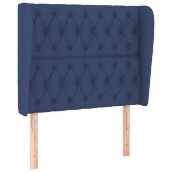 Cabecero Con Orejas De Tela Azul 93x23x118/128 Cm