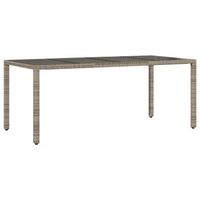 mesa de jardin  mesa de exterior superficie de vidrio ratan pe gris 190x90x75 cm