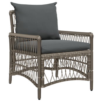 Silla De Jardín Con Cojines Gris De Ratán Sintético Cfw586289