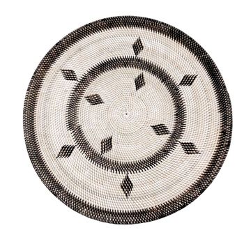 Plato decorativo de ratán blanco y negro 50 cm