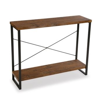 Consola recibidor de entrada en aglomerado efecto madera y metal negro