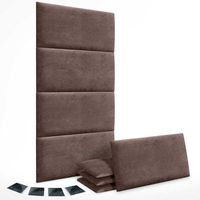 dhome juego de 8 paneles tapizados de tela autoadhesivos para pared acusticos absorbentes proteccion impactos cabeceros marron chocolate 60x40cmx8