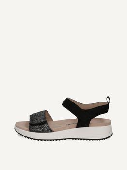 CAPRICE Sandal, black, made of Leather without heel, Size 39