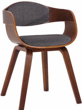 Silla de madera con asiento en tela nogal/gris claro