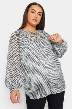Yours Blusa Blanca De Pequeñas Flores, Mujer Curvy Y Tallas Grandes, Yours