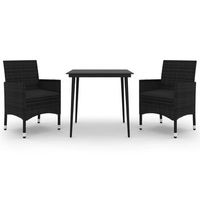set comedor de jardin 3 uds  conjunto mueble jardin mesa y sillas y cojines ratan sintetico y vidrio cfw25339