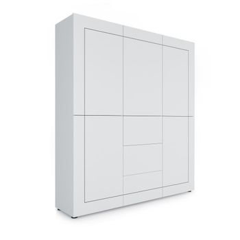 Armario alto 5 puertas/3 cajones 150x35x165cm efecto madeira blanco