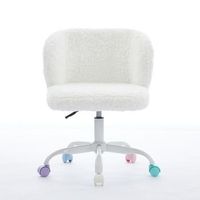 silla de escritorio peluda giratoria ajustable con ruedas silenciosas de colores piel de conejo sintetica beige