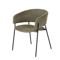 silla de comedor verde con patas de acero negro