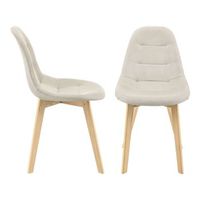 set de 2 sillas de comedor kopparberg asiento tapizado patas de haya 86 x 53 x 47 cm - beige encasa