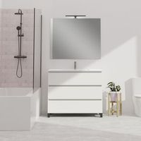 conjunto de bano wink  100 cm blanco  tres cajones  lavabo empotrado  mueble montado  no incluye espejo  alday