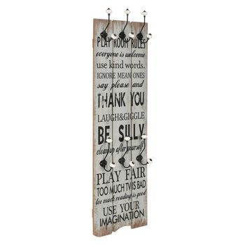 Perchero De Pared Thank You Con 6 Ganchos 120x40 Cm Vidaxl
