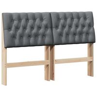 cabecero tapizado gris oscuro 135 cm madera de pino macizo