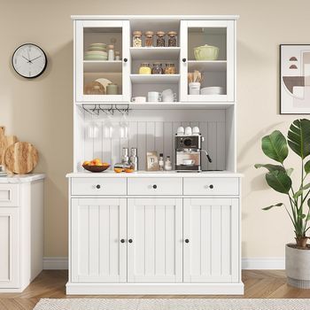 Sweiko Vitrina Alta 120x40x191 Cm – Puertas Vidrio, Usb-c/a, Tiradores Blanco/negro