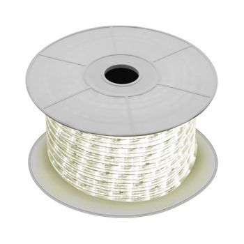 Manguera Led Redonda 220v 36 Led/m Bobina 50m Corte 100cm Ip65 Blanco Cálido