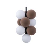 lampara techo acustica vertical 4 luces 6 esferas marron