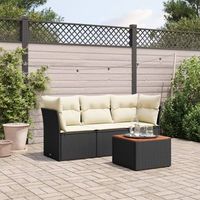 conjunto de sofas jardin 4 uds  mueble jardin mesa y sillas con cojines ratan sintetico negro cfw739016