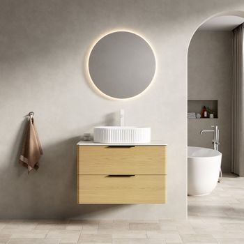 Mueble De Lavabo Suspendido - Mueble De Baño - Madera Contrachapada - Roble (75x46x62.2cm)