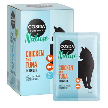 Cosma Nature 36 x 50 g en bolsitas - Megapack Ahorro - Pechuga de pollo y atún