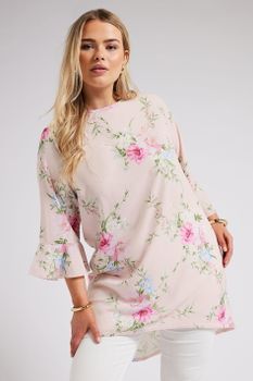 Yours London Túnica Rosa De Ramilletes De Flores, Mujer Curvy Y Tallas Grandes, Yours London