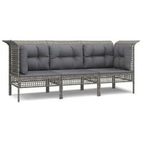 conjunto de muebles de jardin 3 uds  mesa y sillas y cojines ratan sintetico gris