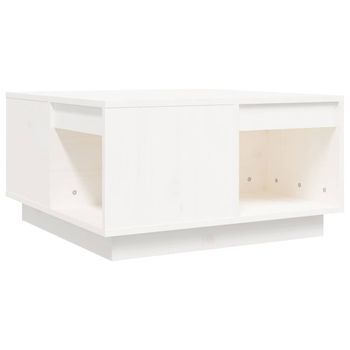Mesa De Café - Mesa De Centro De Madera Maciza De Pino Blanco 60x61x32,5 Cm