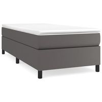 cama individual  cama para adultos  estructura de cama box spring cuero sintetico gris 100x200 cm
