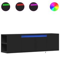 mueble de tv de pared con luces led negro 135x31x395 cm vidaxl